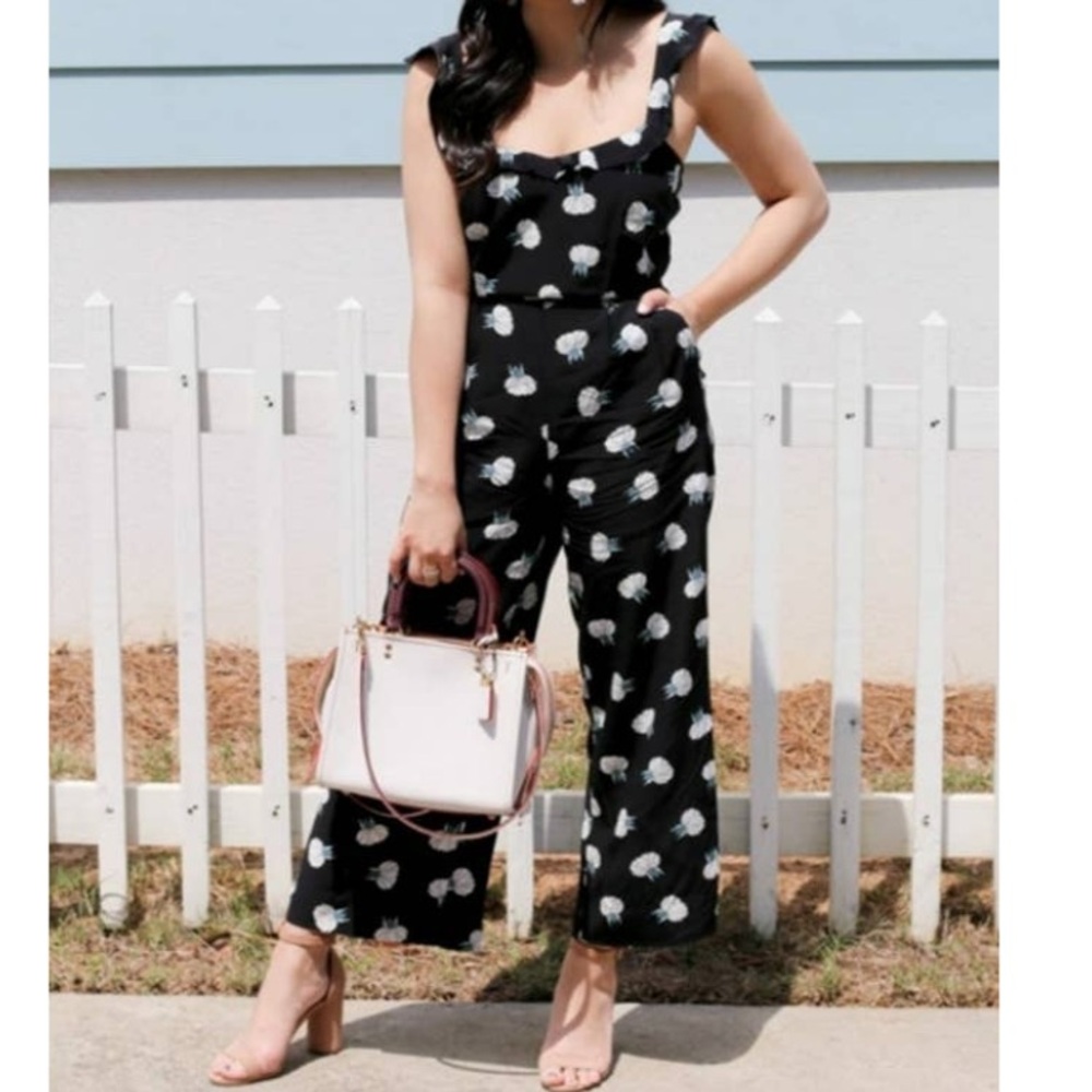 LOFT Ann Taylor lotus print ruffle jumpsuit